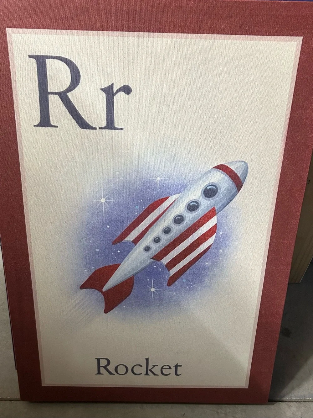 Pottery Barn Kids “R is for Rocket” Alphabet Canvas Wall Art